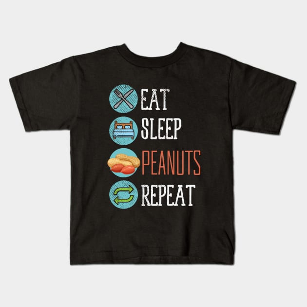 Eat Sleep Peanuts Repeat Kids T-Shirt by maxdax